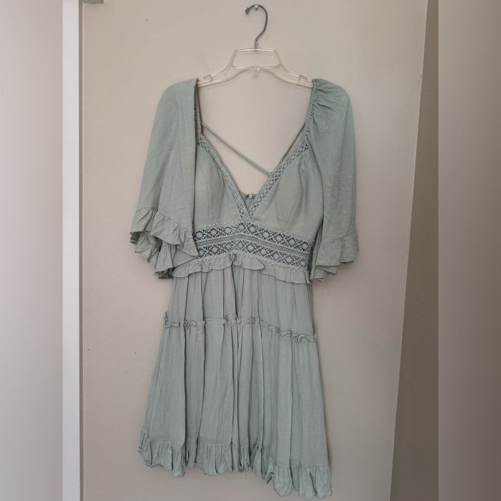 Selfie Leslie Light Green Long Sleeve Dress